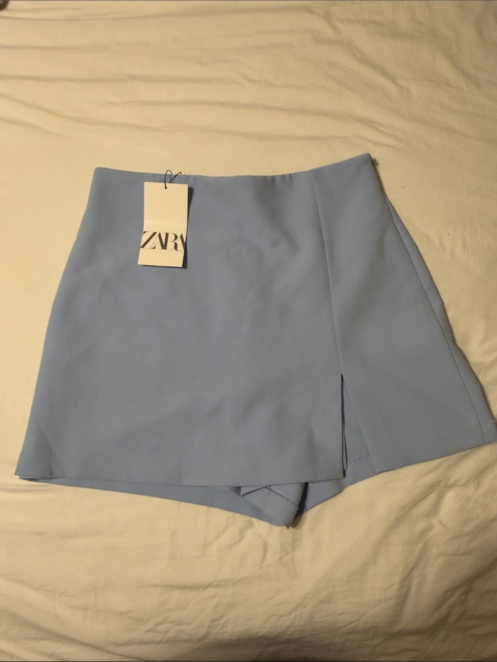 ZARA Light Blue Skort - Tailored High-Waist Women Shorts NWT